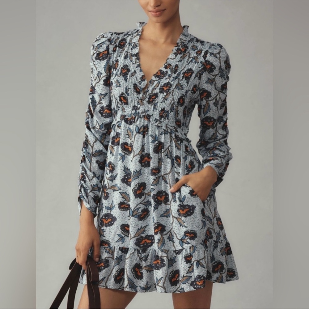 Long Sleeve Ruffle Mini Anthropologie medium, petite
